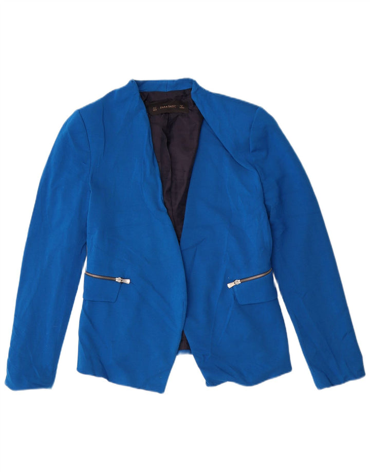 Zara Γυναικείο Open Blazer Jacket UK 12 Medium Blue Polyester