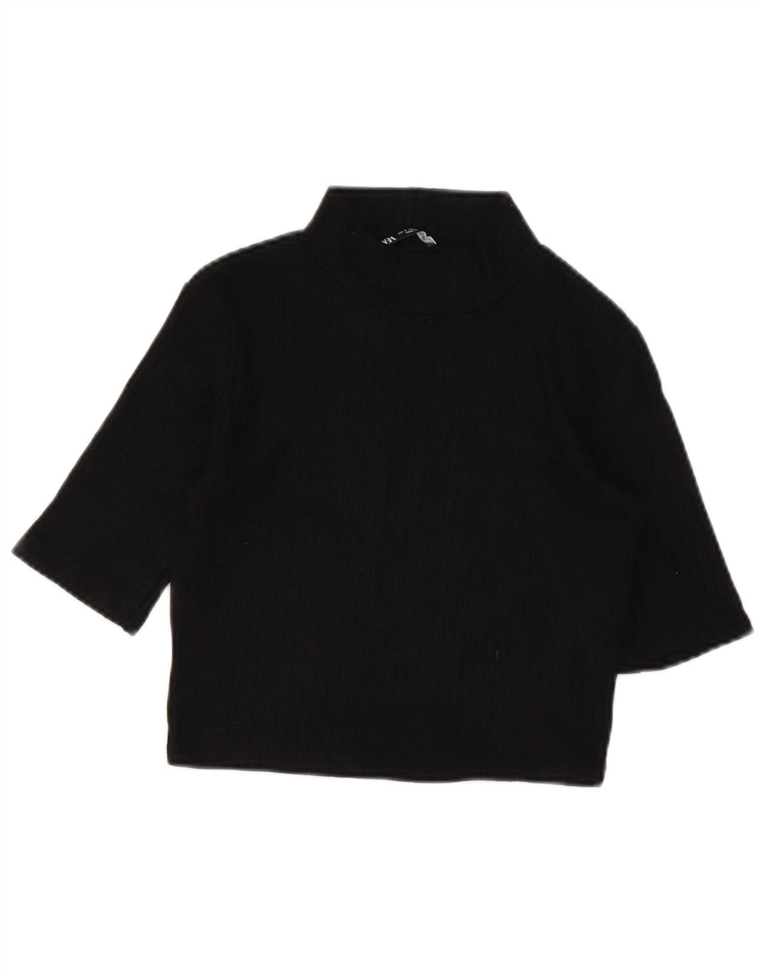 Zara Γυναικεία Μπλούζα Crop Top UK 10 Small Black