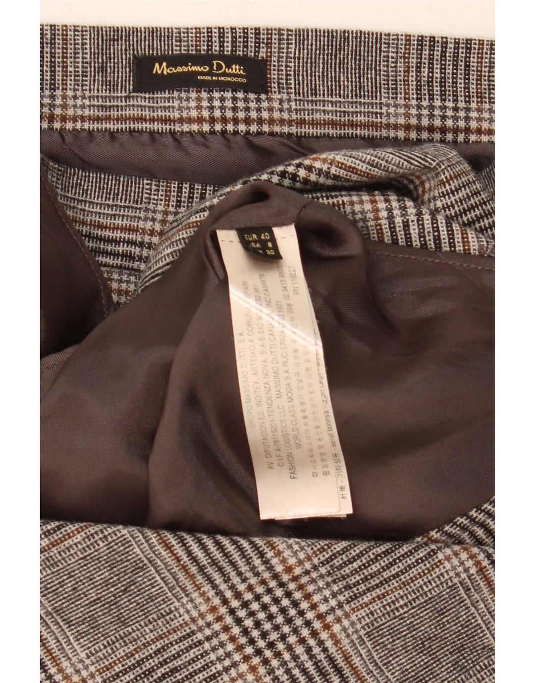 Massimo Dutti Γυναικεία ασύμμετρη φούστα EU 40 Medium W30 Grey Check Wool