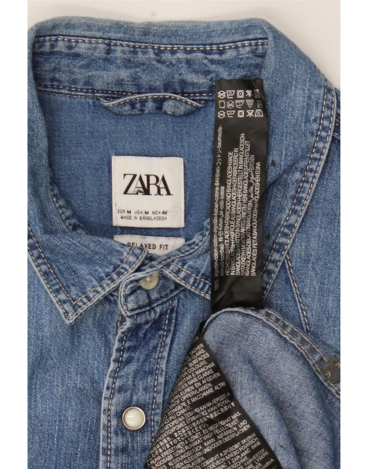 Ανδρικό τζιν πουκάμισο Zara Relaxed Fit, μεσαίο μπλε βαμβακερό