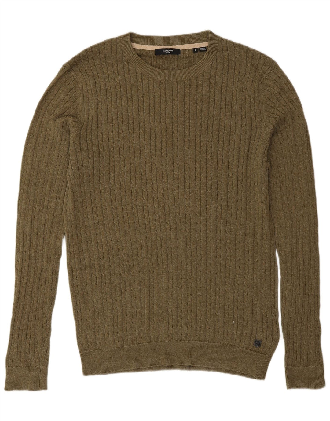Jack & Jones Ανδρικό πουλόβερ με λαιμόκοψη, μικρό χακί