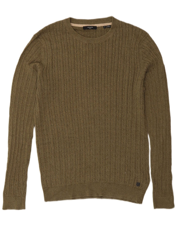 Jack & Jones Ανδρικό πουλόβερ με λαιμόκοψη, μικρό χακί