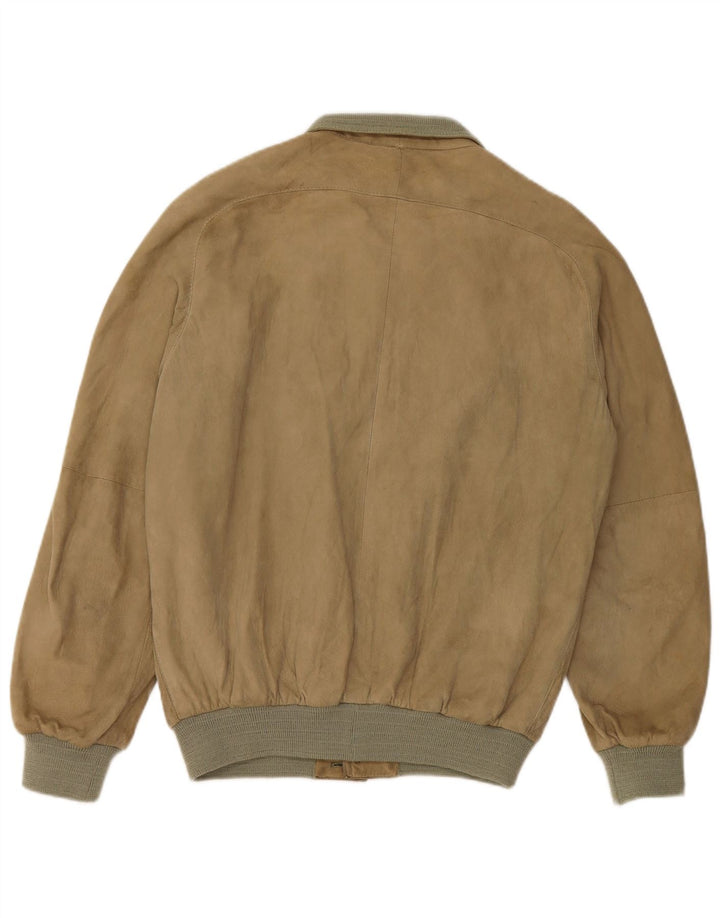 VINTAGE Ανδρικό Suede Bomber Jacket IT 48 Medium Beige