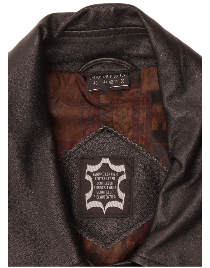 Vintage Γυναικείο Δερμάτινο Μπουφάν UK 14 Large Μαύρο Δερμάτινο