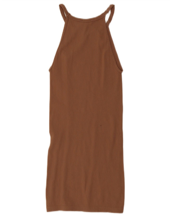 Zara Γυναικείο Mini Halter Φόρεμα UK 4 XS Καφέ
