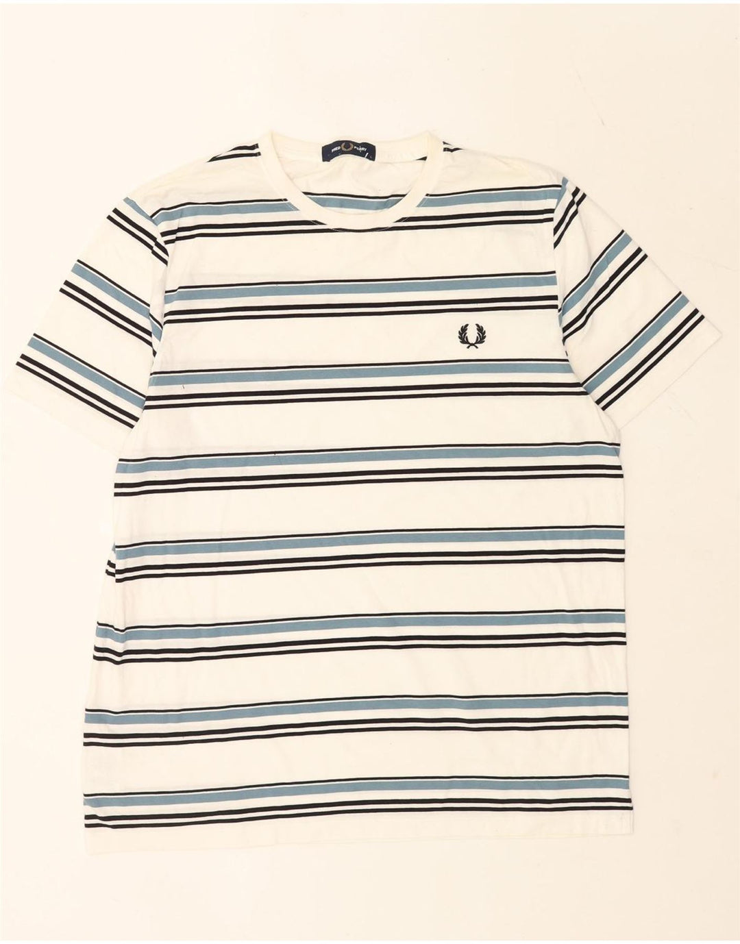 Fred Perry Ανδρικό T-Shirt Top μεγάλο λευκό βαμβακερό ριγέ