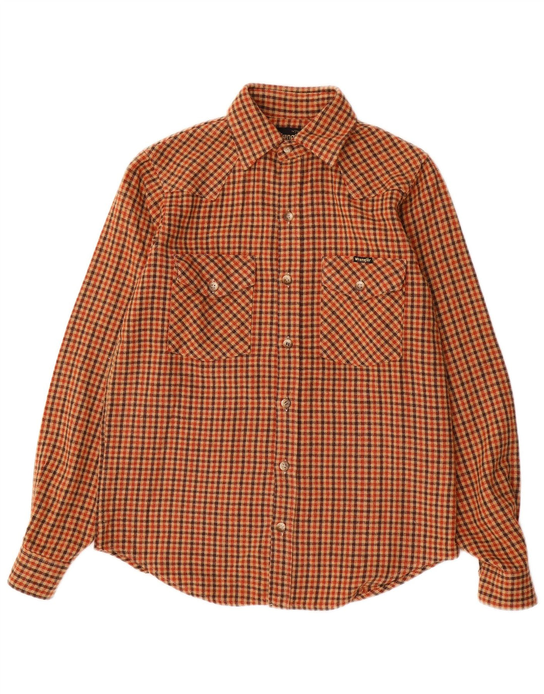 Ανδρικό φανελένιο πουκάμισο Wrangler μεγέθους 14 Small Orange Check