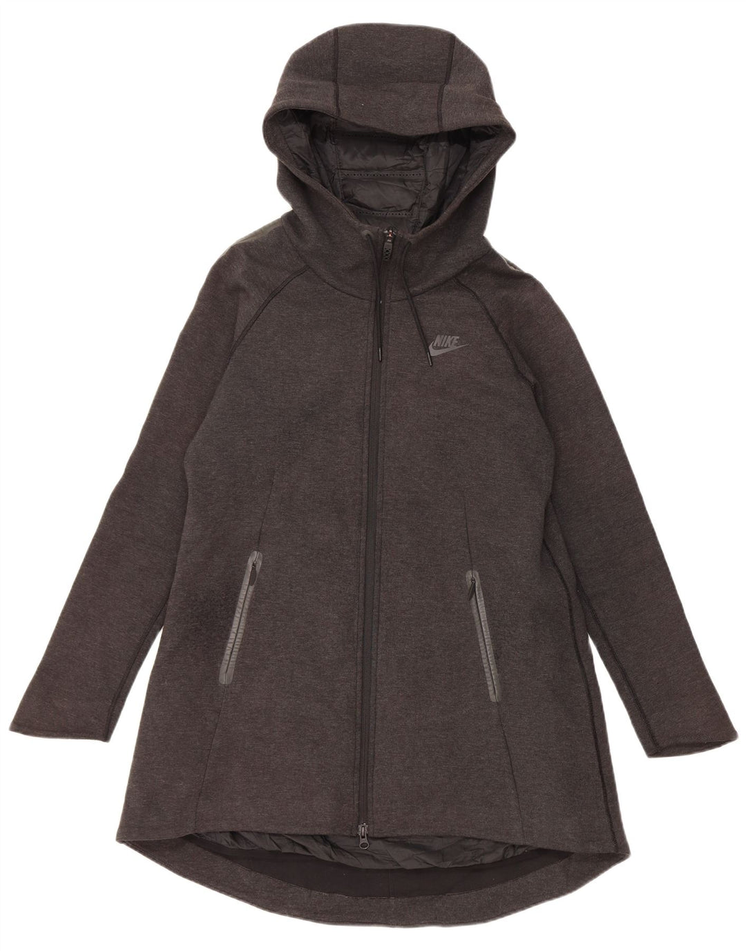 NIKE Γυναικείο παλτό με κουκούλα αντιανεμικό UK 10 Small Grey Polyester