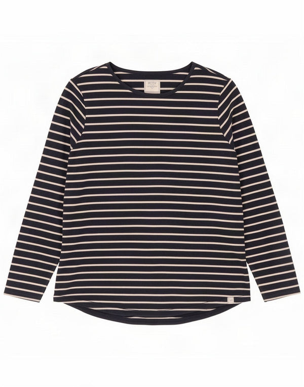 Fat Face Γυναικείο Μακρυμάνικο Μπλουζάκι UK 16 Large Navy Blue ριγέ βαμβακερό