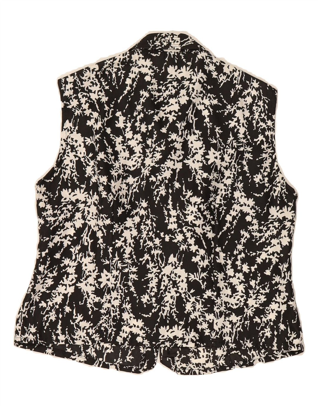 VINTAGE Womens Sleeveless Shirt Blouse IT 44 Medium Black Floral Vintage Vintage and Second-Hand Vintage from Messina Hembry 