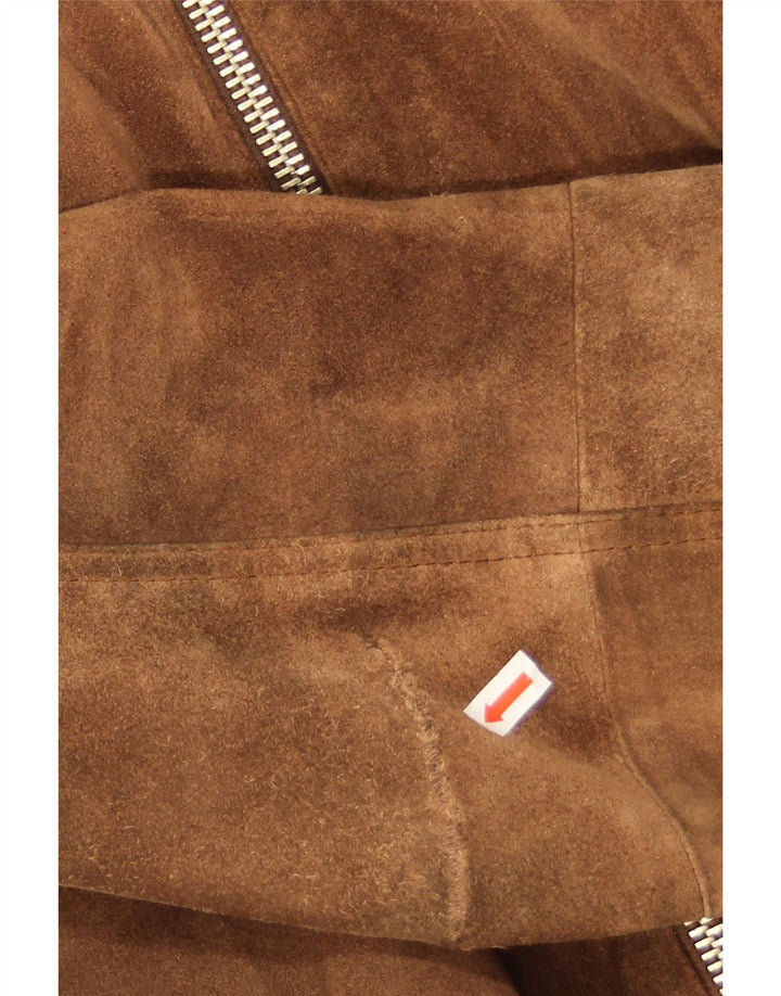 Vintage Ανδρικό Suede Shearling Jacket UK 38 Medium Brown Δέρμα