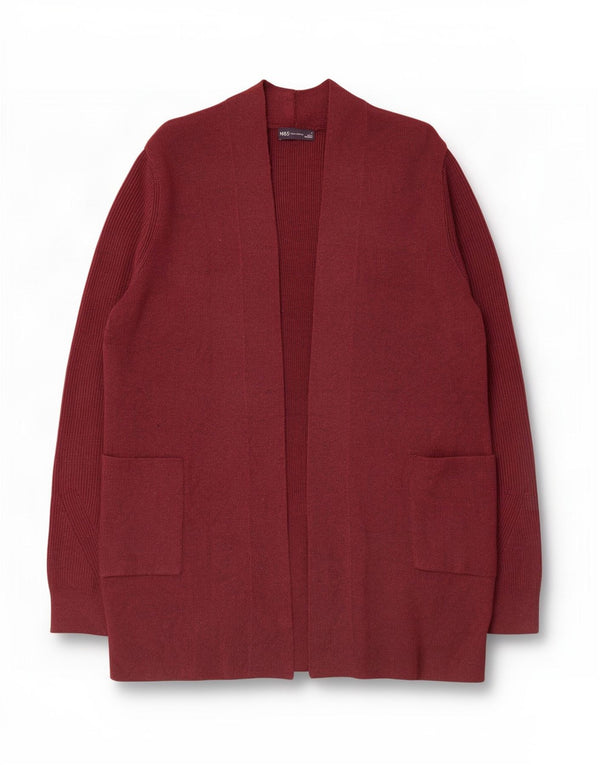 Marks & Spencer Γυναικείο Longline ανοιχτό πουλόβερ ζακέτα UK 18 XL μπορντό