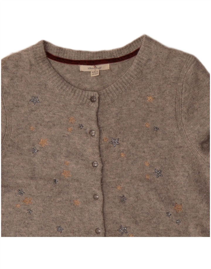 WHITE STUFF Γυναικείο πουλόβερ ζακέτα με αφηρημένο σχέδιο UK 10 Small Grey