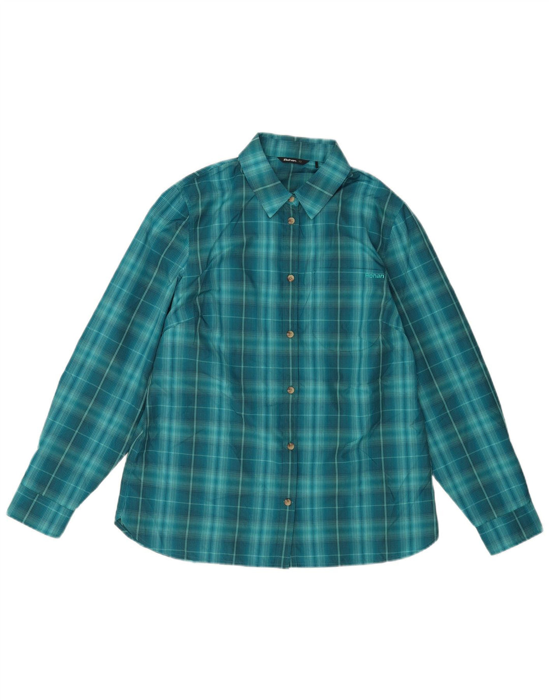 Rohan Γυναικείο Πουκάμισο UK 12 Medium Blue Check Polyester