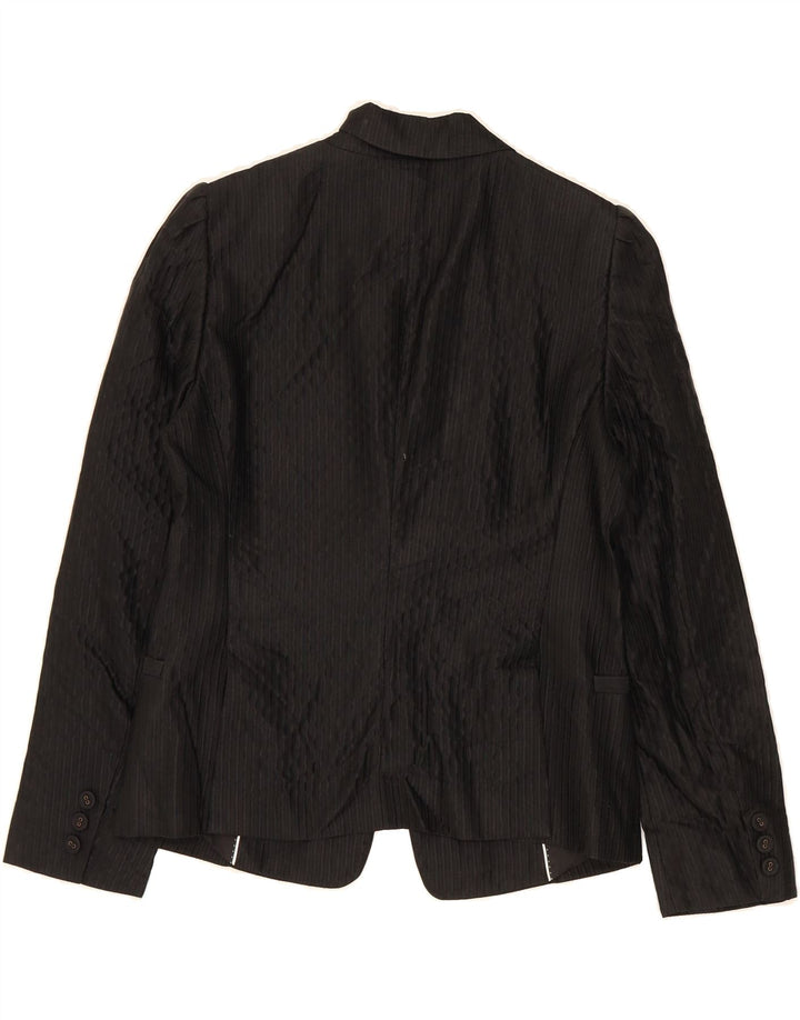 MASSIMO DUTTI Womens 1 Button Blazer Jacket EU 40 Medium Black Pinstripe Vintage Massimo Dutti and Second-Hand Massimo Dutti from Messina Hembry 
