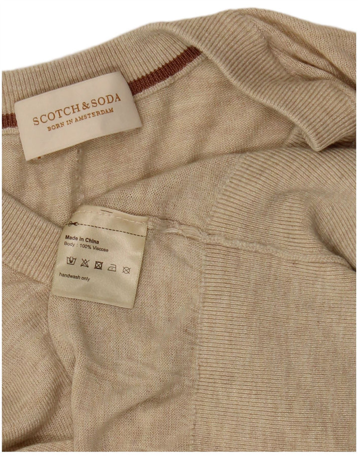 Γυναικείο πουλόβερ με λαιμόκοψη SCOTCH & SODA UK 14 μεσαία μπεζ βισκόζη