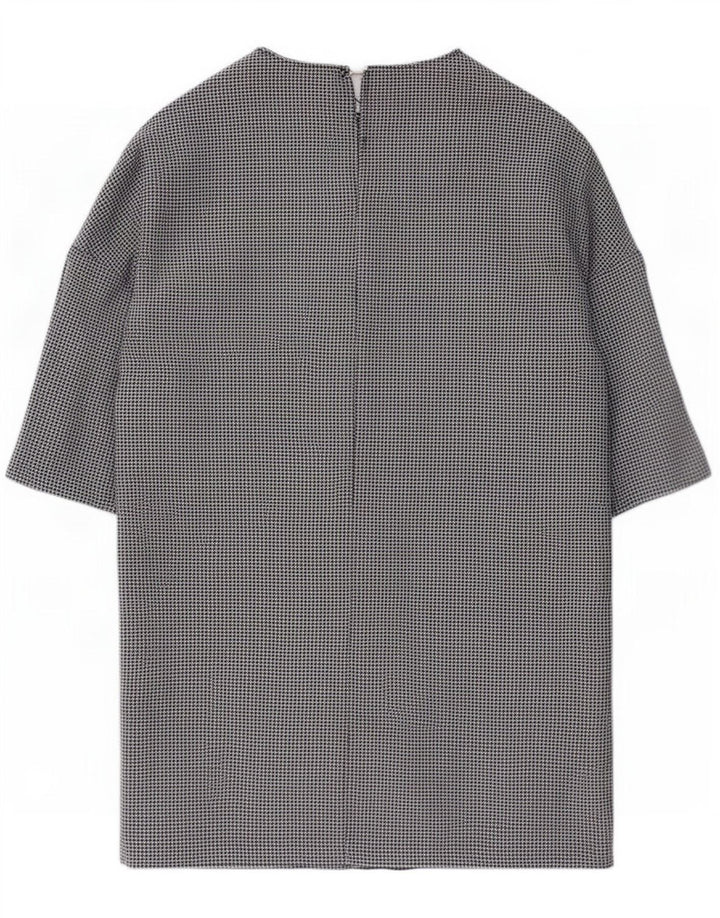 Zara Γυναικείο φόρεμα 3/4 Sleeve Shift UK 16 μεγάλο μαύρο πολυεστέρα Houndstooth