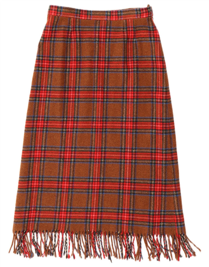 Vintage γυναικεία φούστα σε γραμμή Α W26 Small Brown Check
