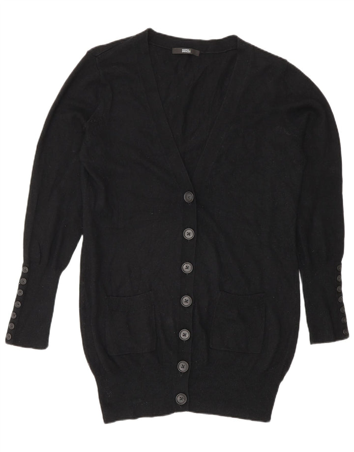 Marks & Spencer Γυναικείο πουλόβερ Longline Cardigan UK 12 Medium Black Viscose