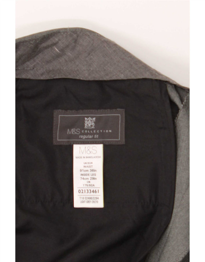 Marks & Spencer Ανδρικό παντελόνι με κανονική εφαρμογή W36 L29 Γκρι πολυεστέρας