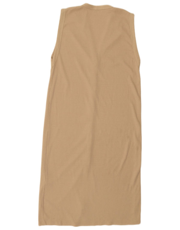Zara Γυναικείο Αμάνικο Maxi Φόρεμα UK 16 Large Beige Polyester