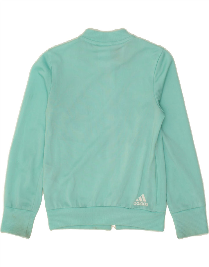 ADIDAS Girls Graphic Tracksuit Top Jacket 7-8 Years Turquoise Polyester Vintage Adidas and Second-Hand Adidas from Messina Hembry 