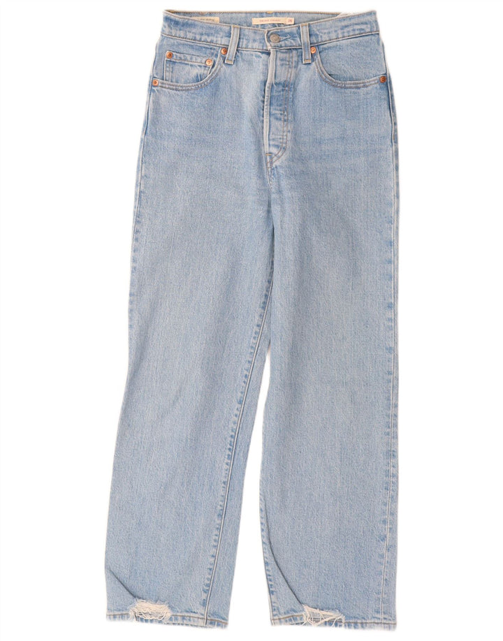 Levi's Womens Ribcage Distressed Straight Jeans W26 L27 Μπλε βαμβακερό