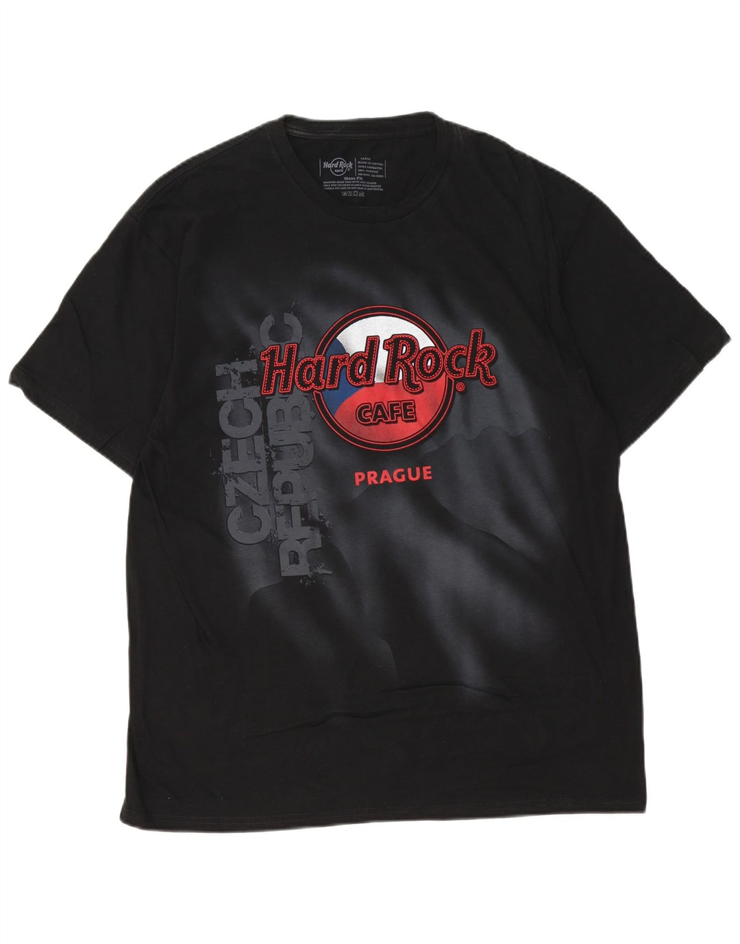 Hard Rock Cafe Mens Prague Graphic T-Shirt Top μεγάλο μαύρο βαμβακερό