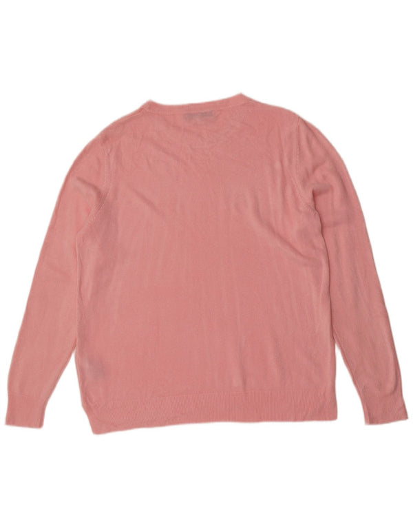 Marks & Spencer Γυναικείο πουλόβερ με λαιμόκοψη UK 18 XL Ροζ Ακρυλικό