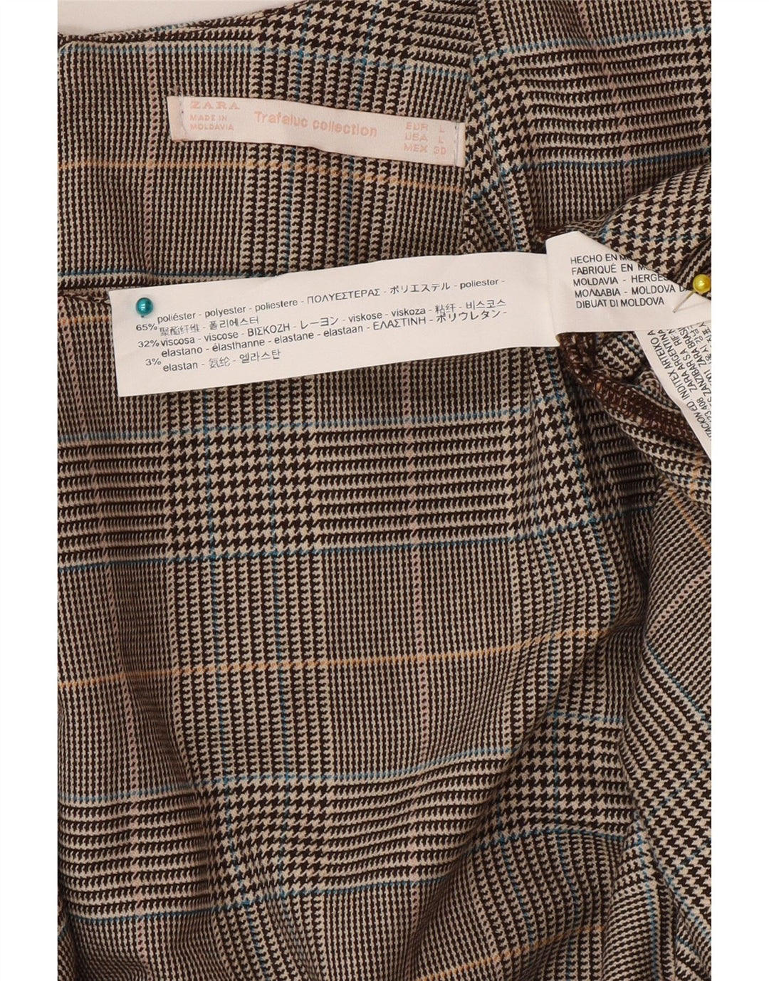Zara Γυναικείο φόρεμα A-Line UK 16 Large Brown Check Polyester