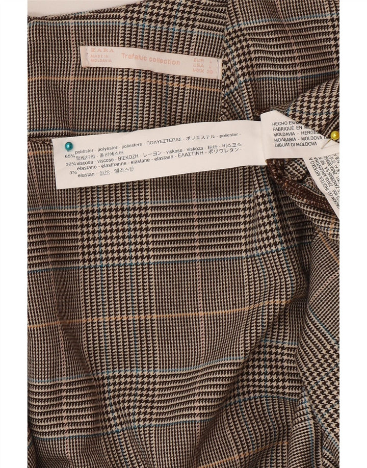 Zara Γυναικείο φόρεμα A-Line UK 16 Large Brown Check Polyester