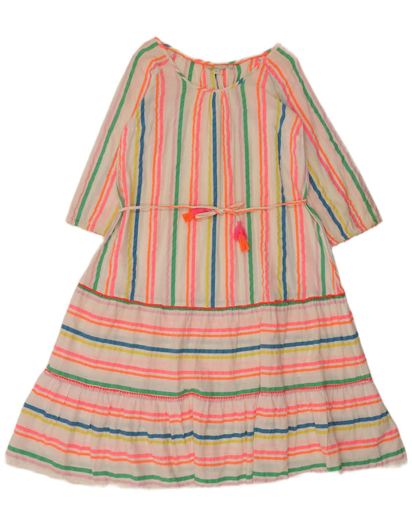 Boden γυναικείο φόρεμα 3/4 με μανίκια σε γραμμή Α UK 14 μεσαίο ροζ βαμβακερό ριγέ