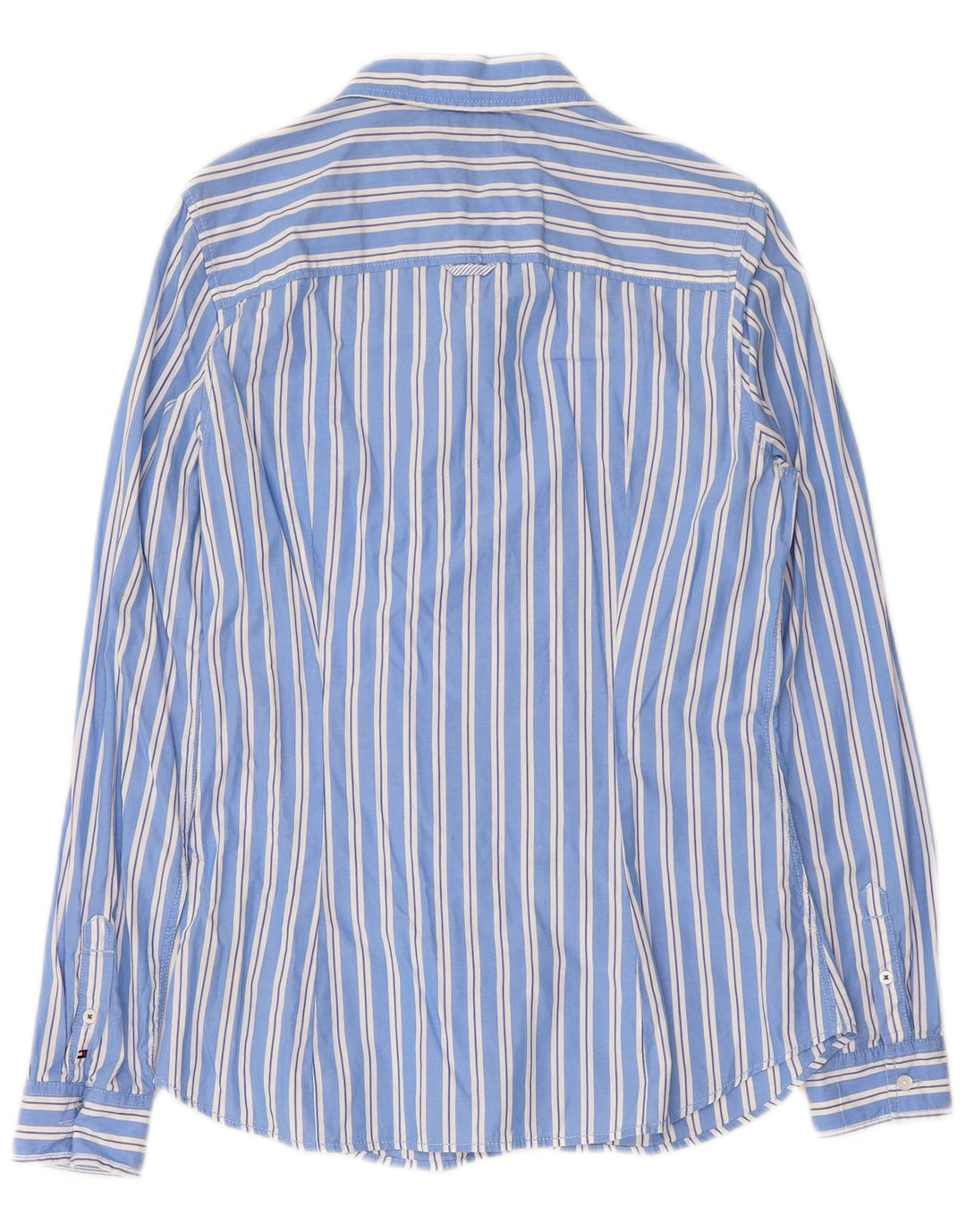 TOMMY HILFIGER Γυναικείο μπλουζάκι μπροστινό US 10 μεγάλο μπλε ριγέ βαμβακερό