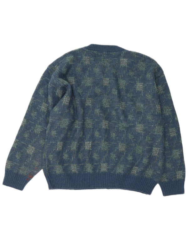 Ανδρικό πουλόβερ Rodrigo Crew Neck Jumper Μεγάλο μπλε γεωμετρικό μαλλί αλπακά