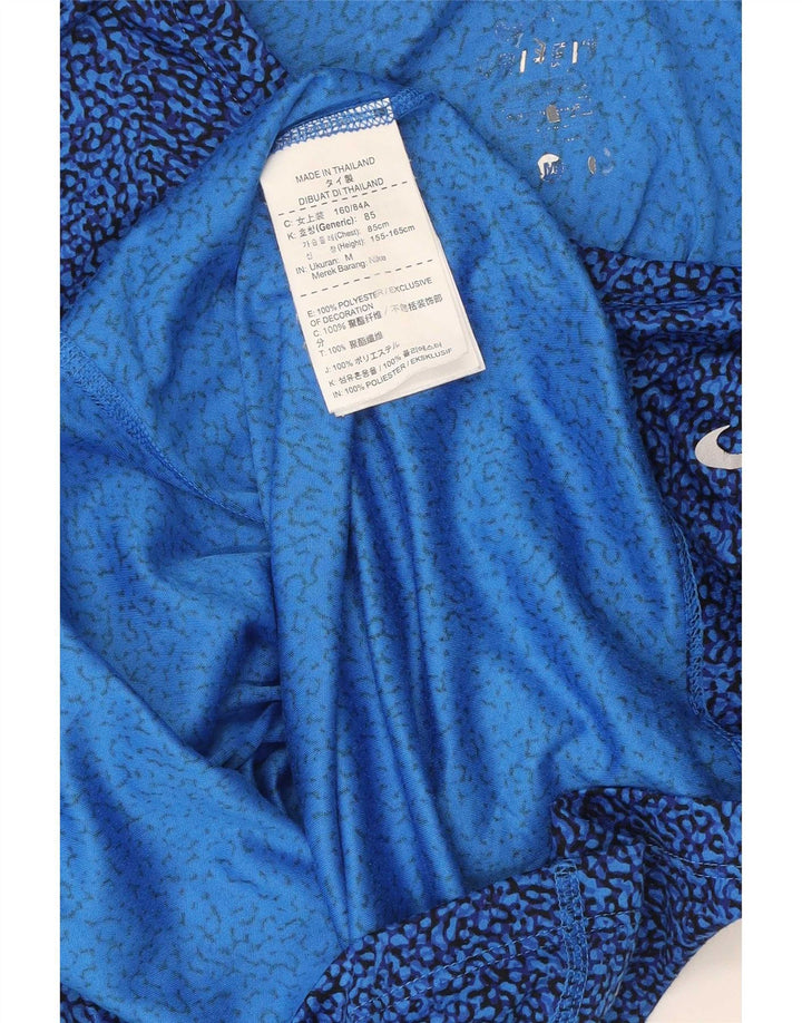Γυναικείο T-Shirt Nike Top UK 12 Medium Blue Geometric Polyester