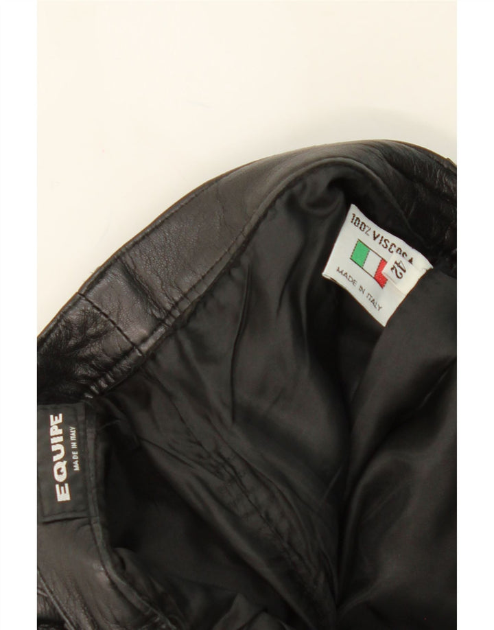 EQUIPE Womens Straight Leather Trousers IT 42 Medium W28 L34 Black Leather Vintage Equipe and Second-Hand Equipe from Messina Hembry 