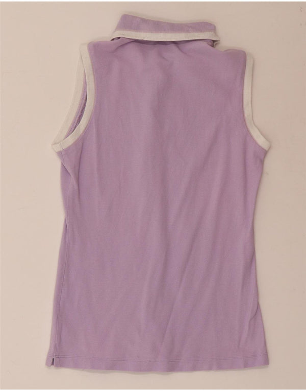 CALVIN KLEIN Γυναικείο αμάνικο μπλουζάκι πόλο UK 4 XS Μωβ βαμβακερό