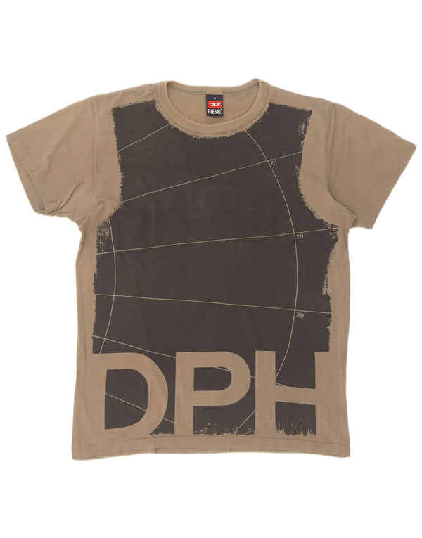 Ανδρικό γραφικό T-shirt Diesel Top Medium Khaki Colourblock Βαμβακερό