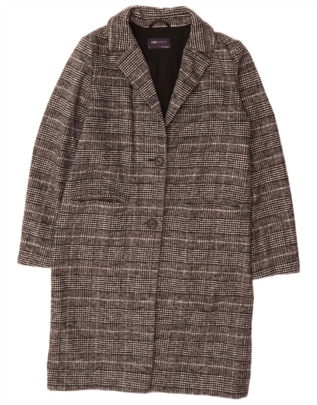 Marks & Spencer Γυναικείο Oversized Πανωφόρι UK 10 Small Black Check