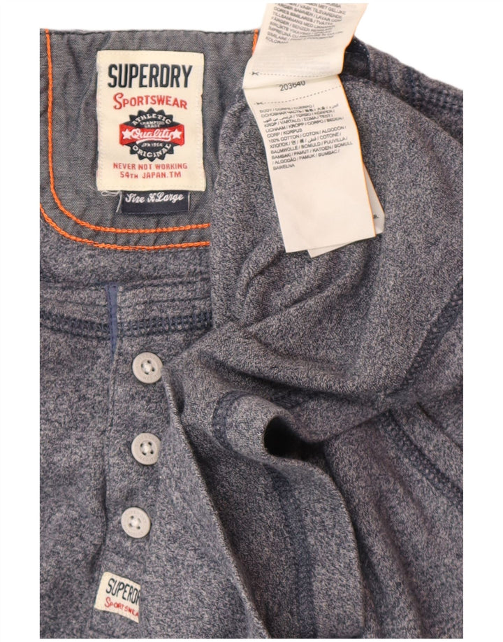 Ανδρικό τοπ SUPERDRY Μακρυμάνικο XL Navy Blue Cotton