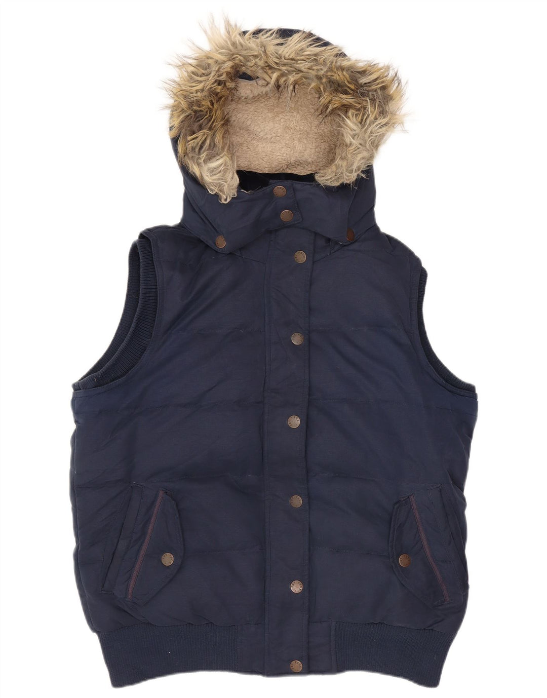 Fat Face Γυναικεία κουκούλα με επένδυση Gilet UK 12 Medium Navy Blue Polyester