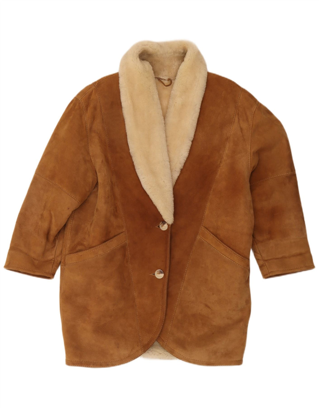 Vintage Γυναικείο Παλτό Shearling Oversized IT 44 Medium Brown Shearling
