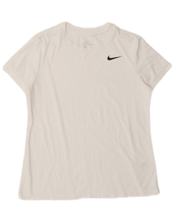 Γυναικείο μπλουζάκι NIKE Dri Fit Top UK 14 Medium White Polyester
