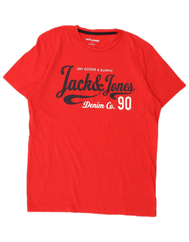 Ανδρικό γραφικό μπλουζάκι Jack & Jones, μεσαίο κόκκινο βαμβακερό
