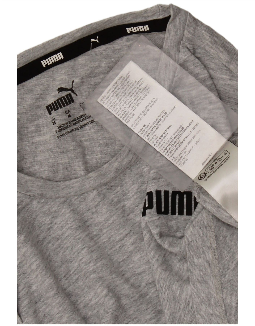 Puma Γυναικείο T-Shirt Top UK 12 μεσαίο γκρι βαμβακερό