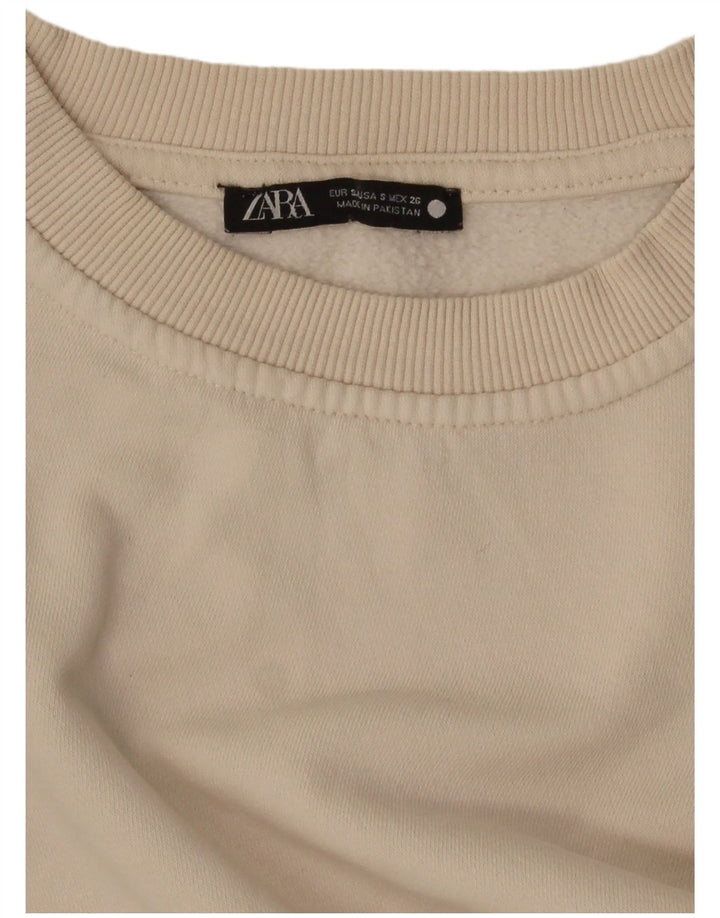 Zara Γυναικεία φούτερ υπερμεγέθης Crop Jumper UK 10 Small White
