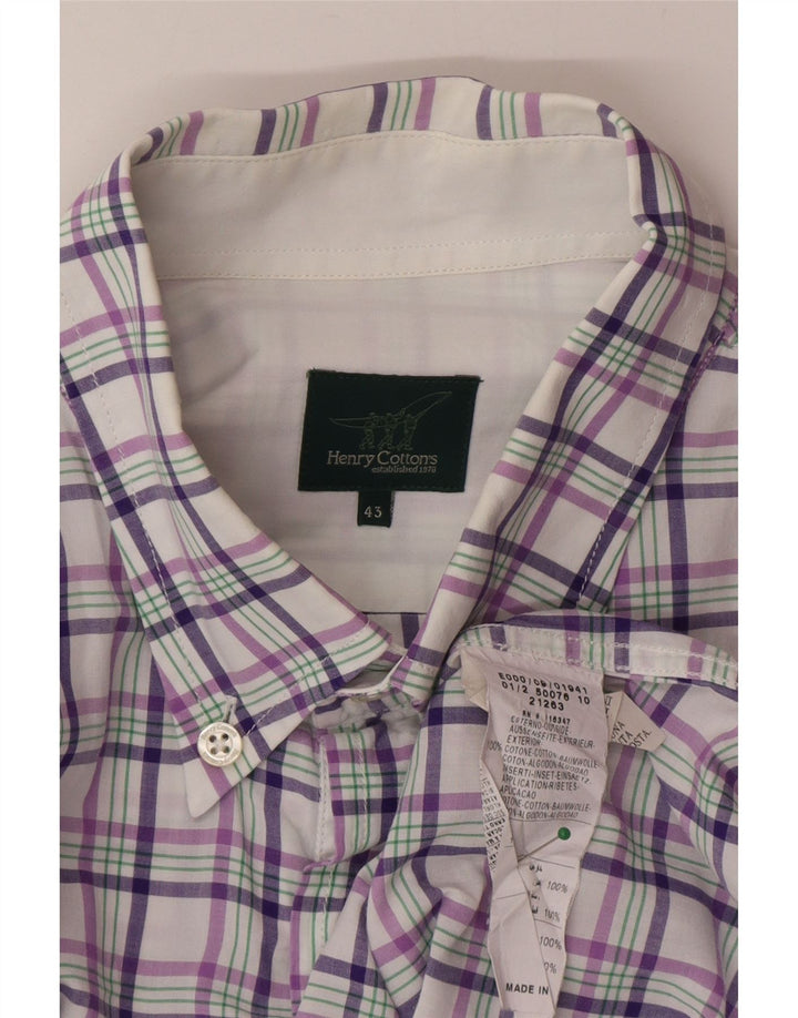Ανδρικό πουκάμισο Henry Cottons Μέγεθος 43 Large Purple Check Cotton