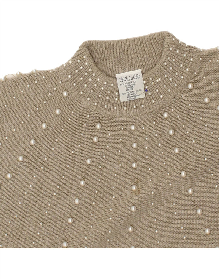 VINTAGE Womens Turtle Neck Jumper Sweater IT 46/48 Large Grey Acrylic Vintage Vintage and Second-Hand Vintage from Messina Hembry 
