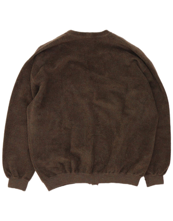 Webb&Scott Mens Cardigan Sweater XL Brown Virgin Wool