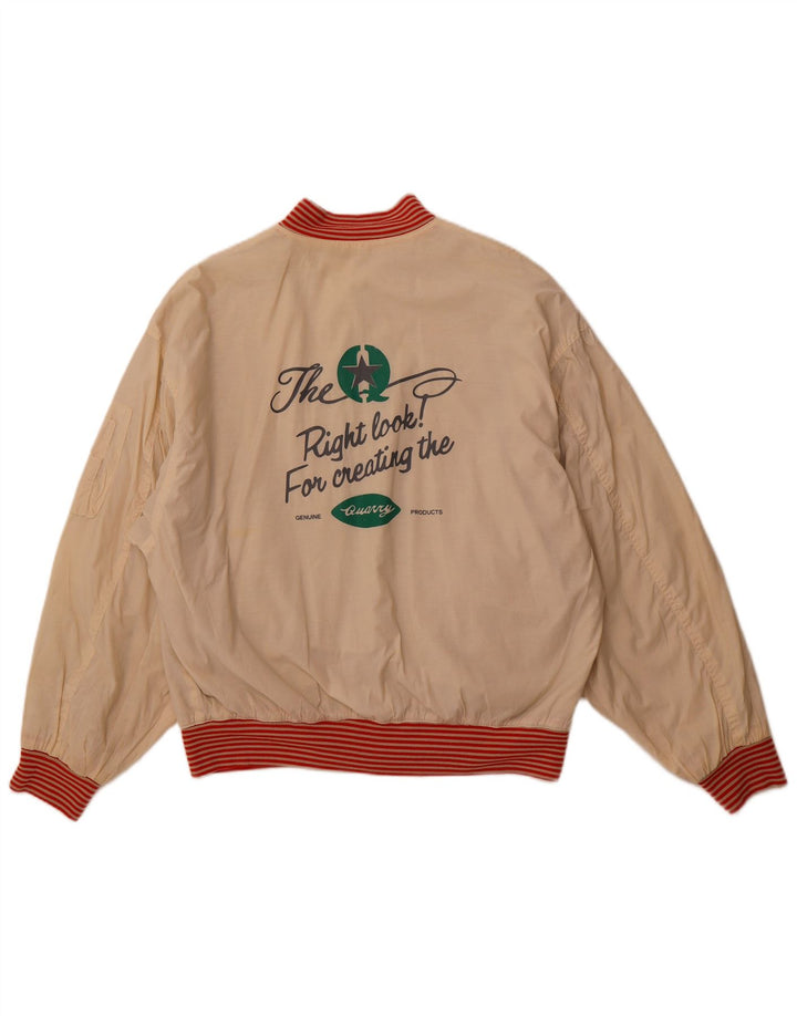 QUARRY Ανδρικό γραφικό αναστρέψιμο μπουφάν UK 42 XL από λευκό βαμβακερό